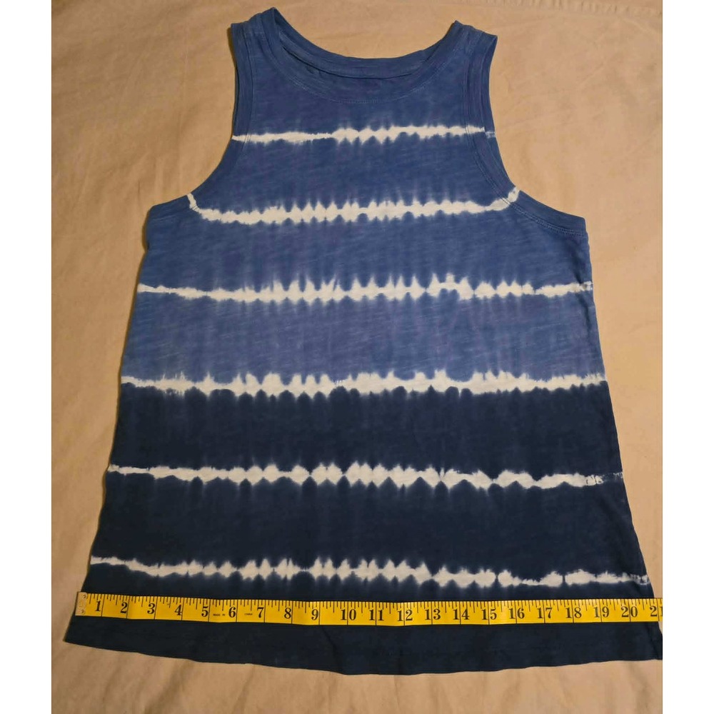 Time and Tru Womens Blue Tie Dye Stripe Tank Top Small 4-6 Cotton Sleeveless